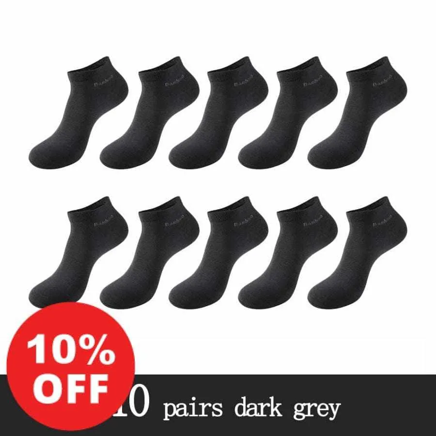 10 Pairs / Pack Men's High Quality Breathable Anti-Bacterial  Ankle Socks