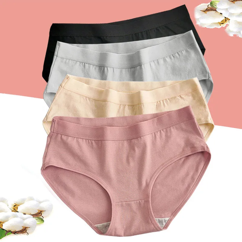 12 Pieces Of Cotton Women&#39;s Underwear Student Panties Low Waist