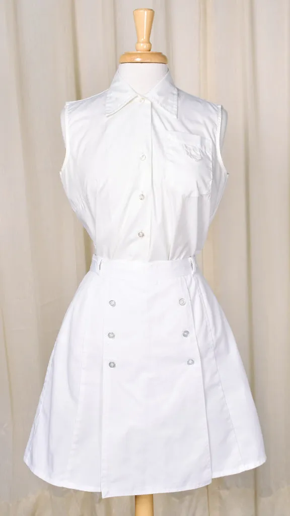 1960s White Sailor Skort