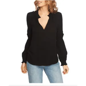 1.State Womens Smocked Trim Geometrical Blouse, Size Medium