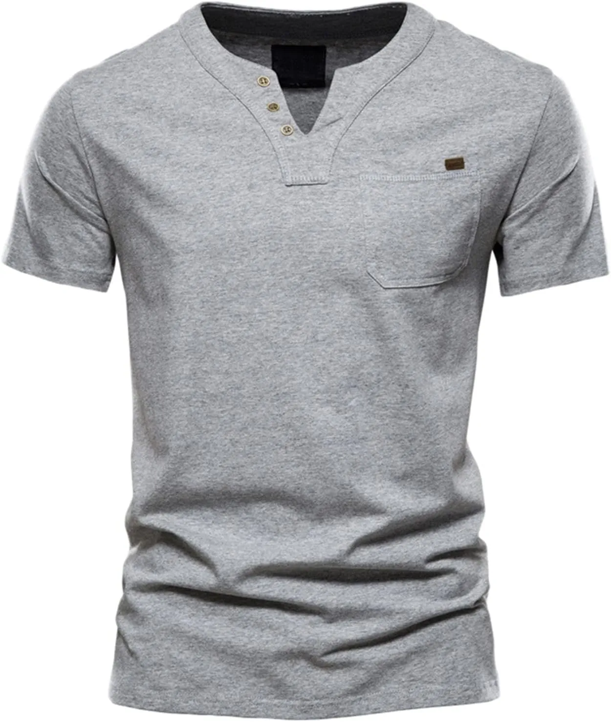 2 Pack Men's Workout Shirts Crewneck Short Sleeve Cotton T-Shirts Stretch Solid Fitted Muscle Cut Shirt Workout Tees