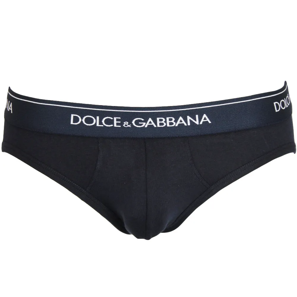 2-Pack Stretch Cotton Mid-Rise Briefs, Navy Blue