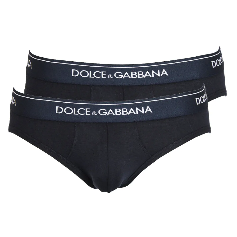 2-Pack Stretch Cotton Mid-Rise Briefs, Navy Blue
