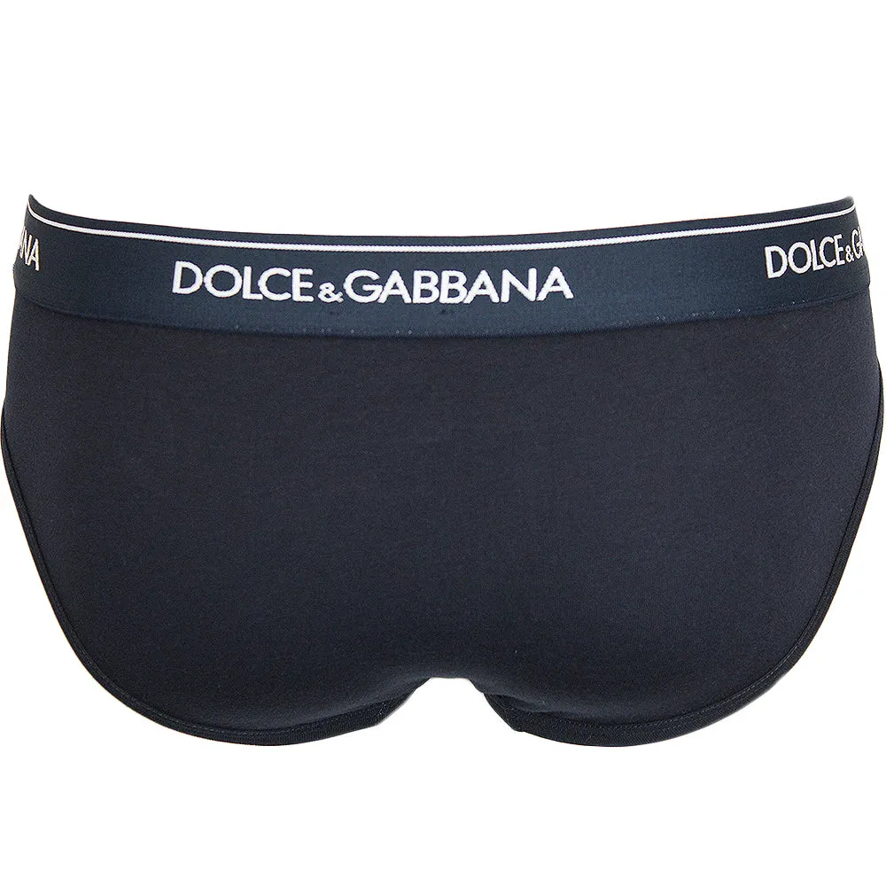2-Pack Stretch Cotton Mid-Rise Briefs, Navy Blue