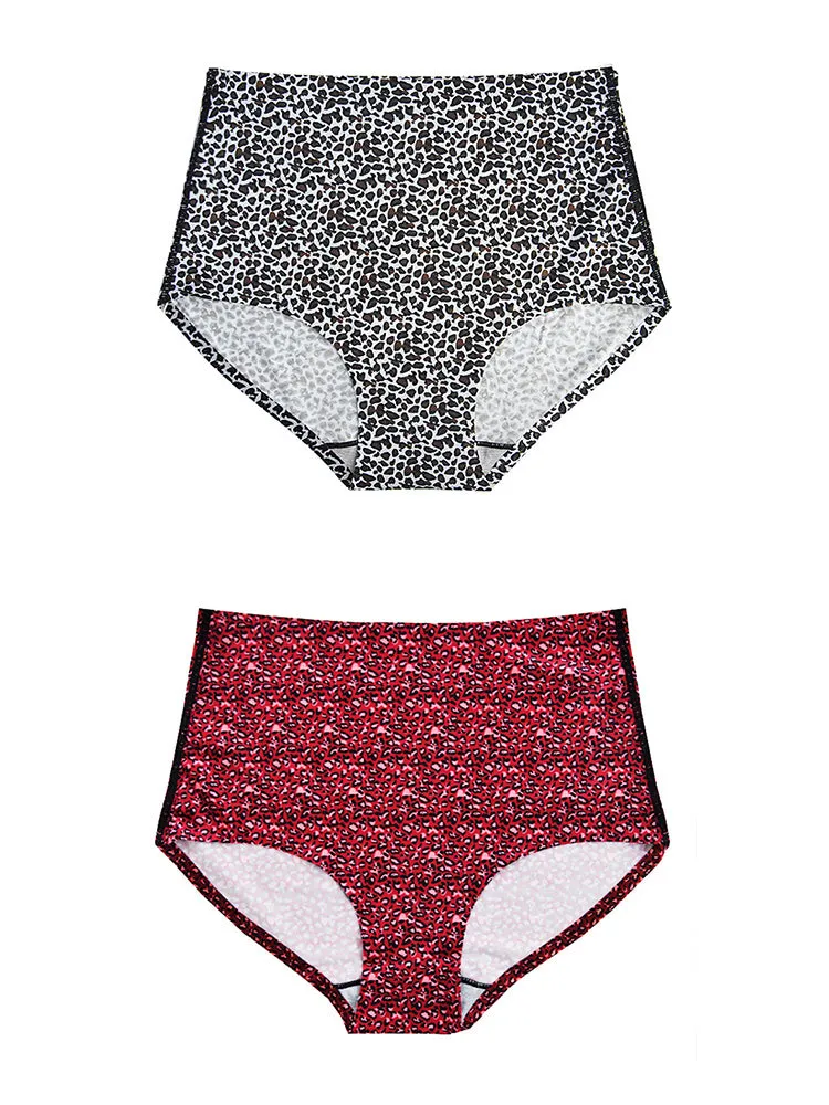 2-Pack Women Cheetah Texture High Waisted Everday Panties