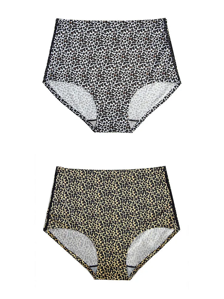 2-Pack Women Cheetah Texture High Waisted Everday Panties