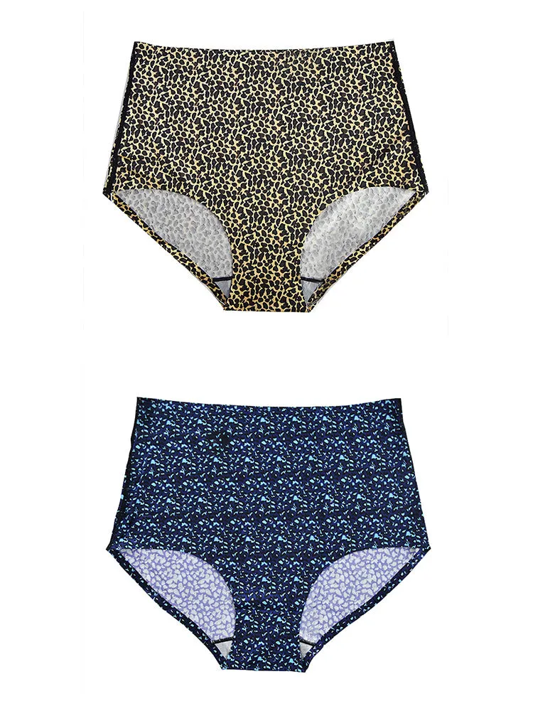 2-Pack Women Cheetah Texture High Waisted Everday Panties