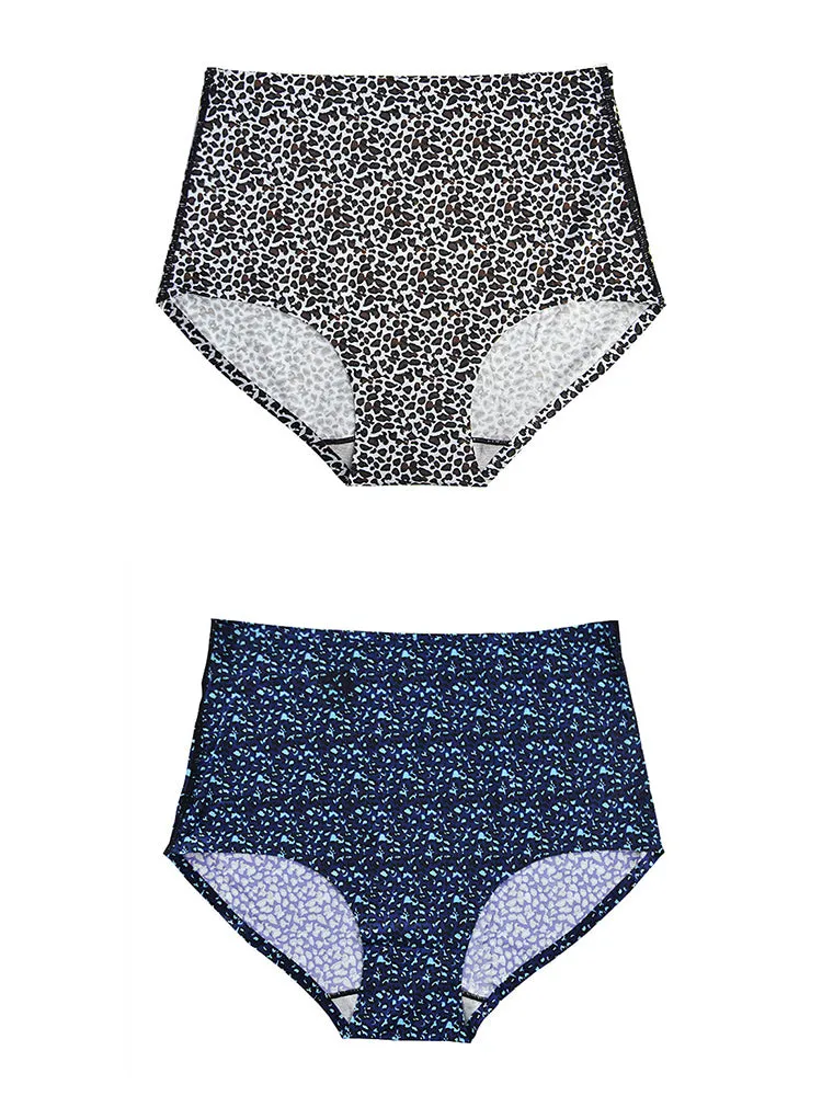 2-Pack Women Cheetah Texture High Waisted Everday Panties