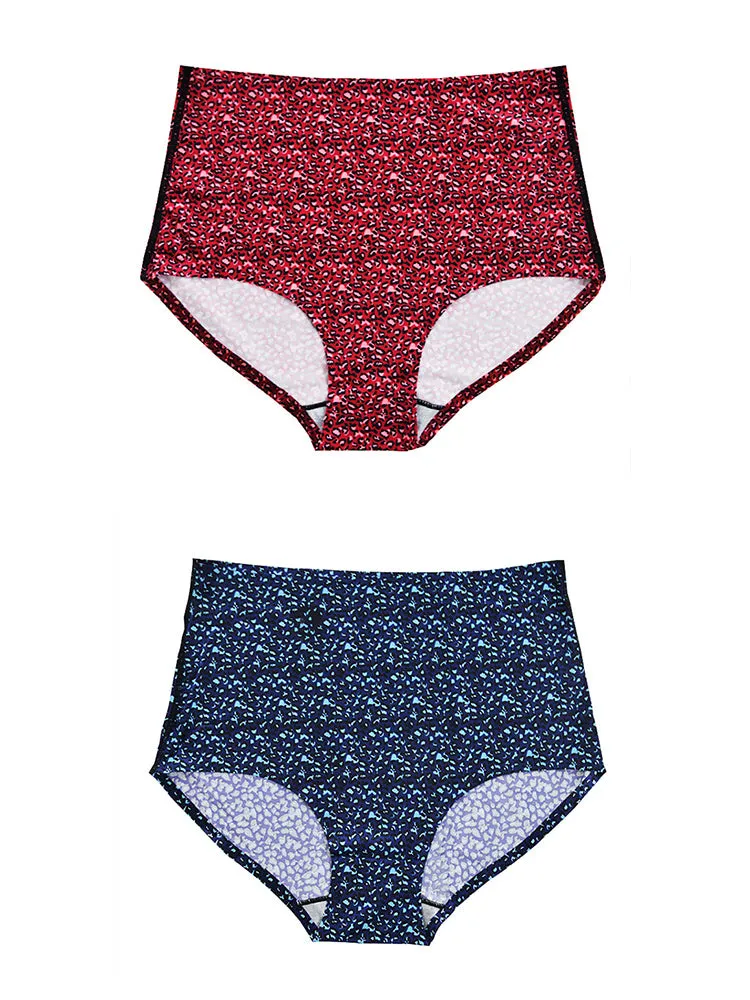 2-Pack Women Cheetah Texture High Waisted Everday Panties