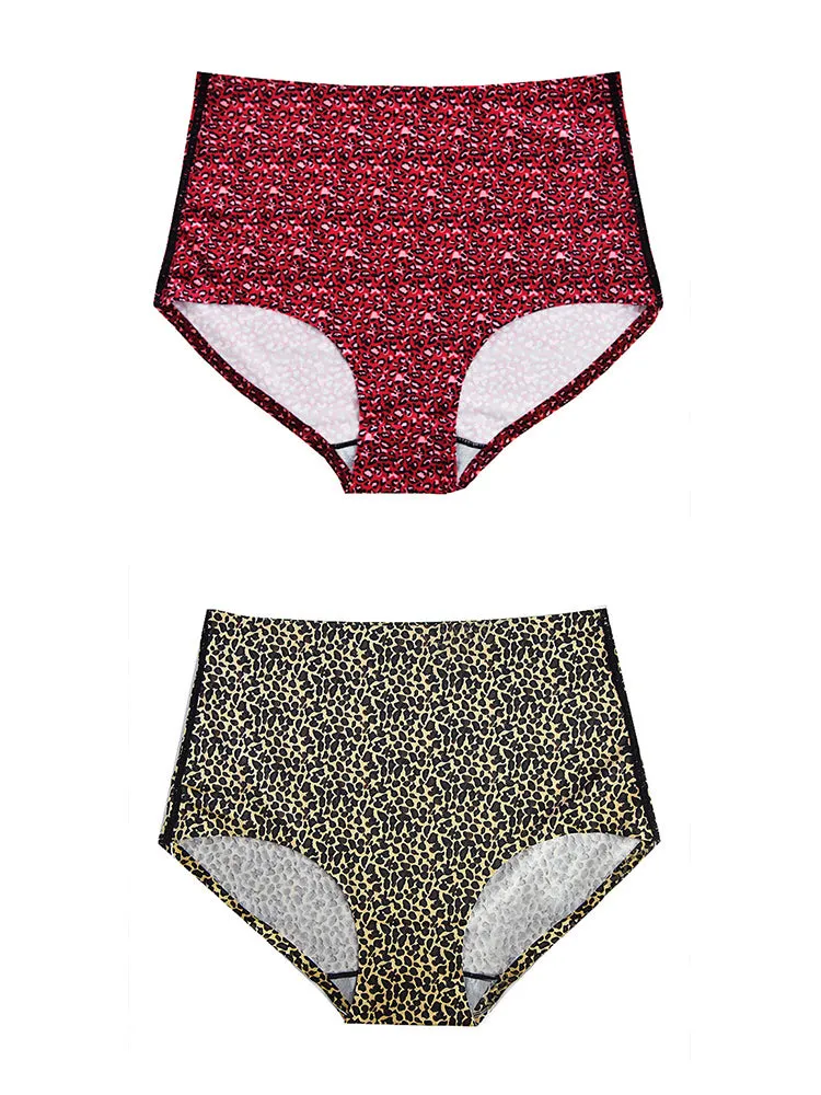 2-Pack Women Cheetah Texture High Waisted Everday Panties