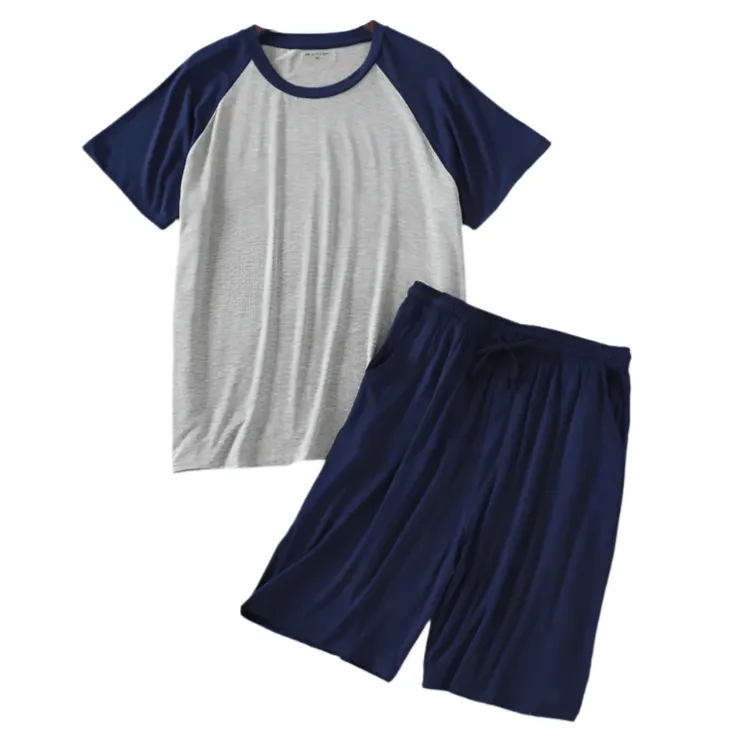 2025 Men's Loose-Fit Modal Pyjama Sets – Soft Colorblock Nightwear