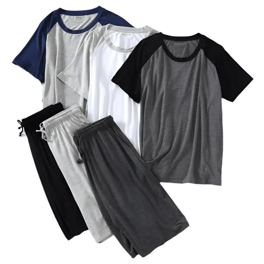 2025 Men's Loose-Fit Modal Pyjama Sets – Soft Colorblock Nightwear
