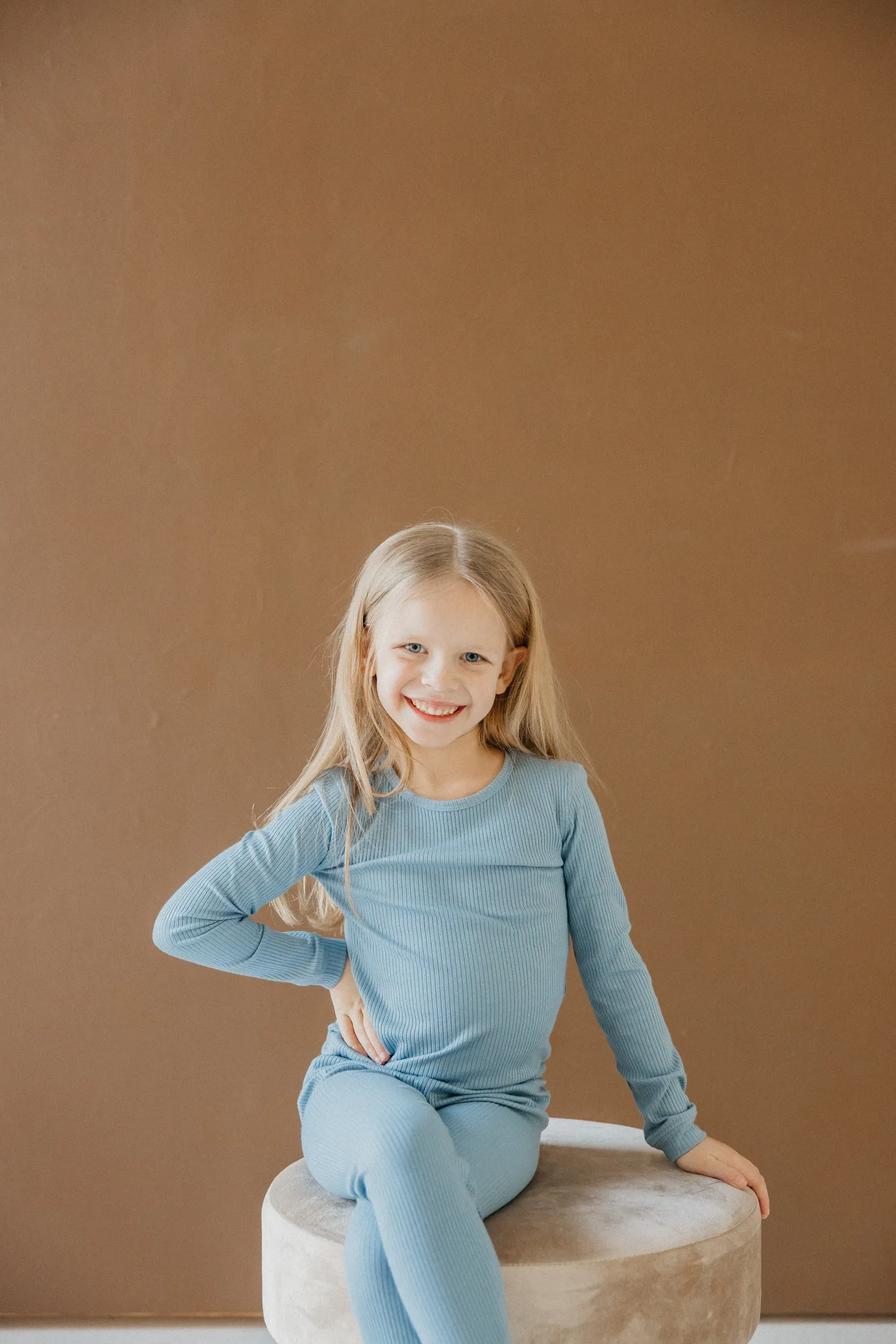 2pc Rib Knit Long Sleeve Pajama Set - Atlantic
