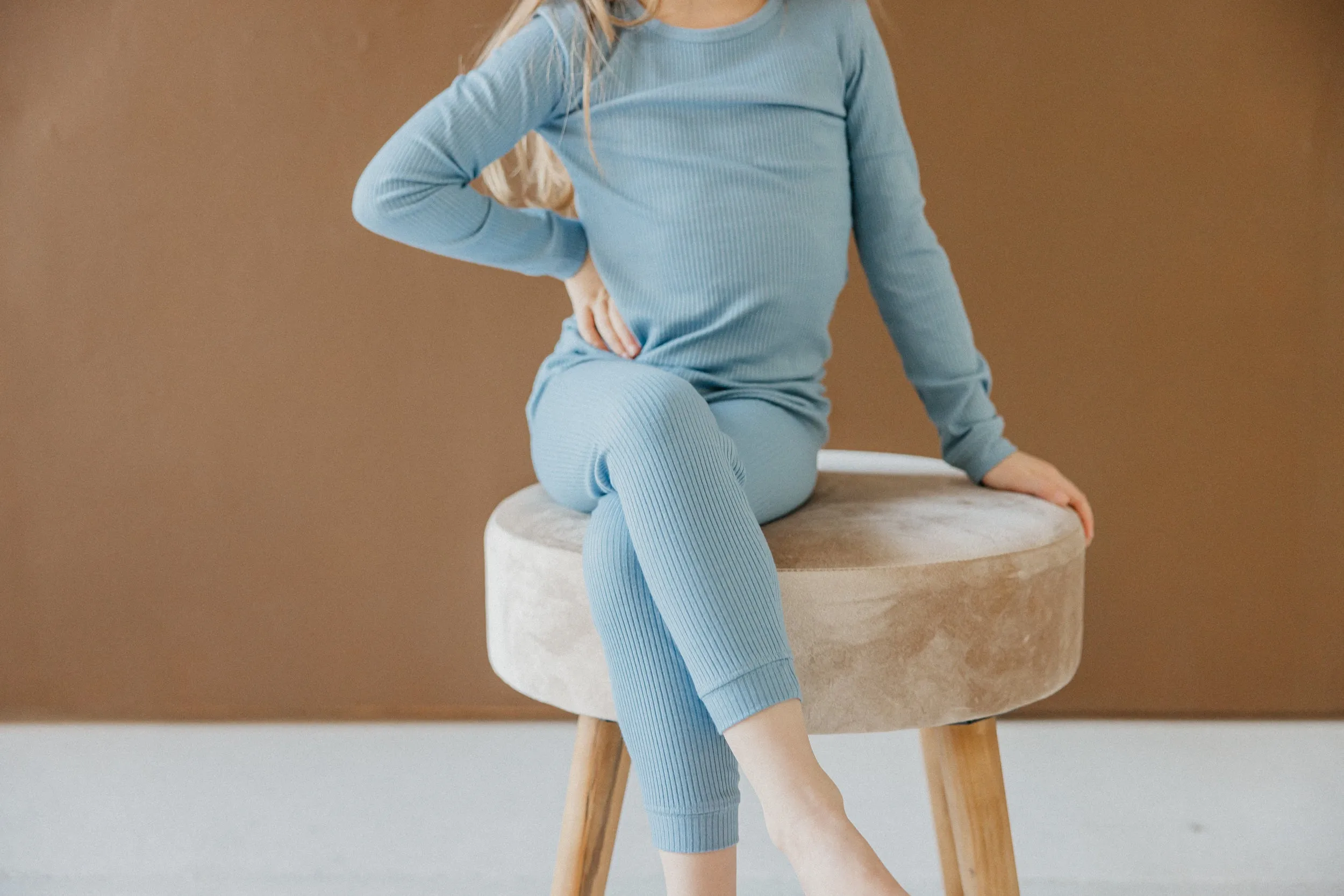 2pc Rib Knit Long Sleeve Pajama Set - Atlantic
