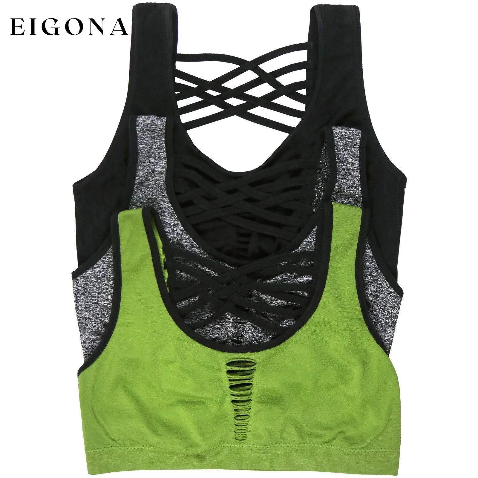 3-Pack: Women's Strappy Back Microfiber Sports Bras