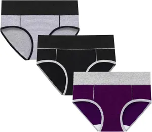 3 PCS Briefs for Women Cotton Seamless Patchwork Underwear High Waist Breathable Full Coverage Plus Size Panties