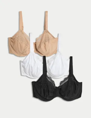 3 sets of F-H Marks & Spencer full cup underwire bras, black mix
