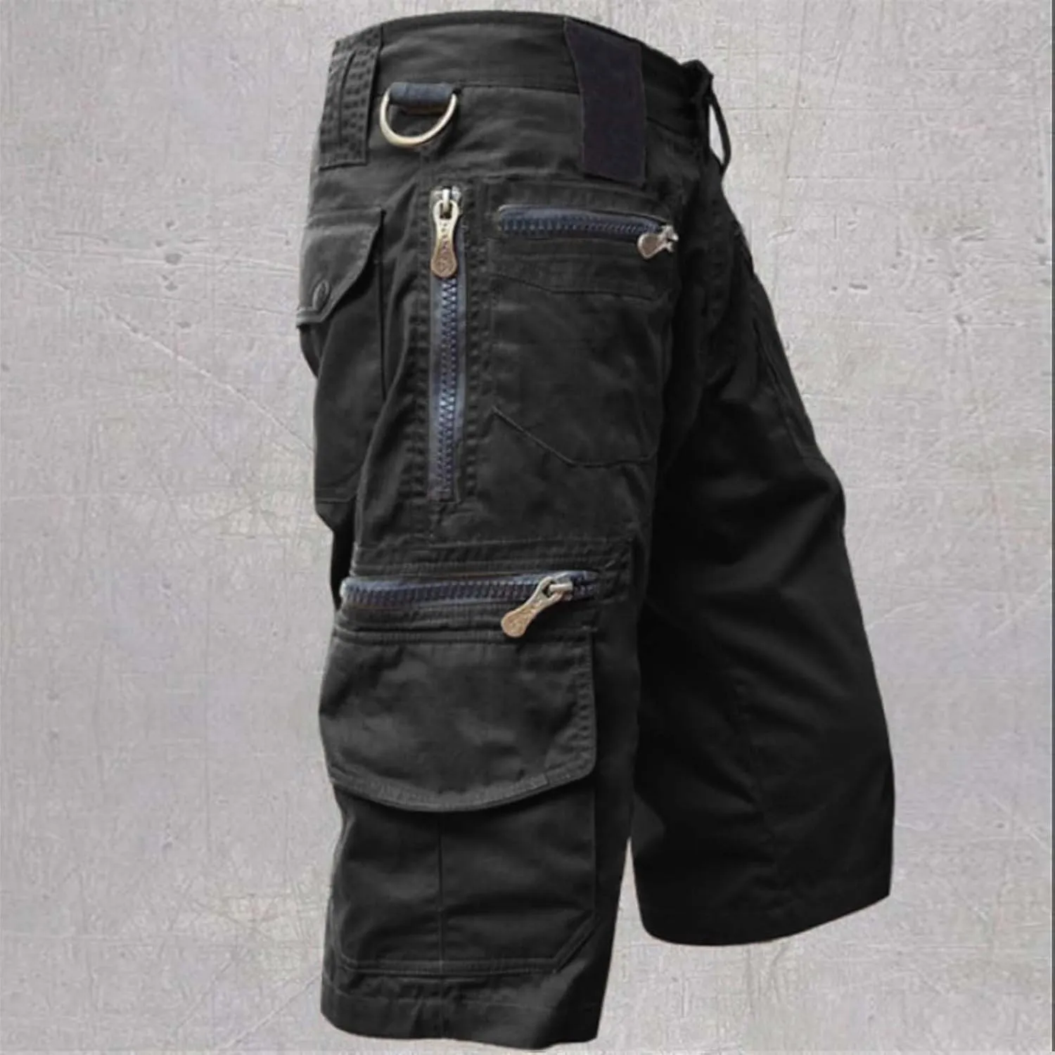 3/4 Relaxed Fit Cargo Shorts for Men Zipper Pockets Cotton Twill Work Shorts Outdoor Quick Dry Stretch Hiking Pants