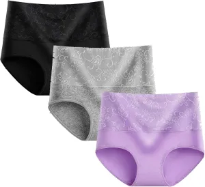 3PC Panties for Women Cotton Underwear Comfort High Waist Super Soft Briefs Stretch Daily Underpants Multipack