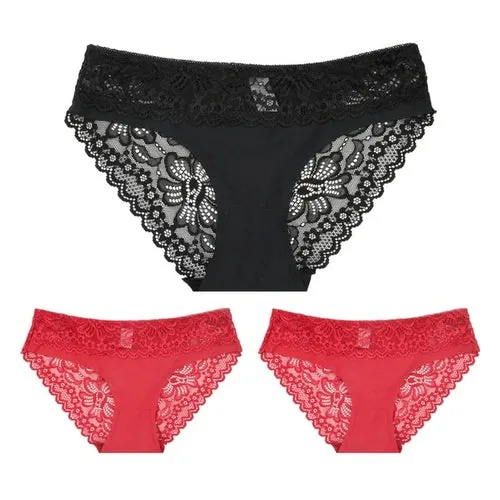 3pcs Lace Underwear Panties For Women's Panties Set Sexy Intimate