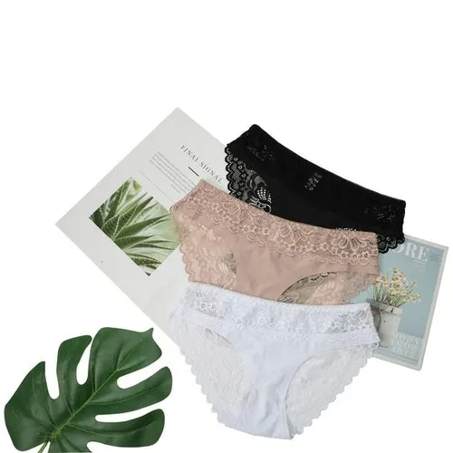 3pcs Lace Underwear Panties For Women's Panties Set Sexy Intimate