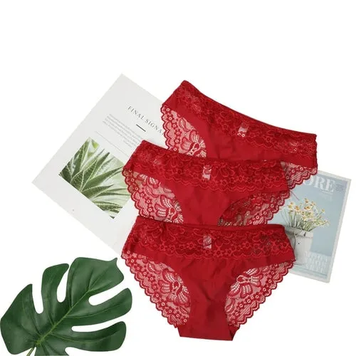 3pcs Lace Underwear Panties For Women's Panties Set Sexy Intimate