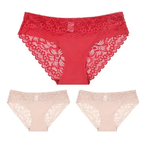 3pcs Lace Underwear Panties For Women's Panties Set Sexy Intimate