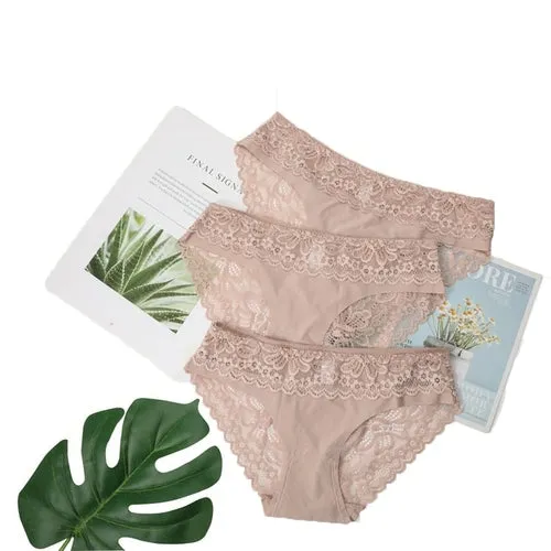 3pcs Lace Underwear Panties For Women's Panties Set Sexy Intimate