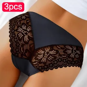 3pcs Lace Underwear Panties For Women's Panties Set Sexy Intimate