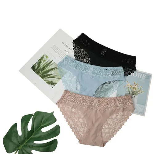 3pcs Lace Underwear Panties For Women's Panties Set Sexy Intimate
