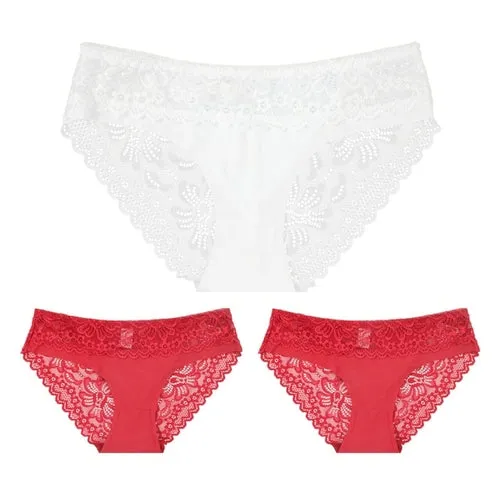 3pcs Lace Underwear Panties For Women's Panties Set Sexy Intimate