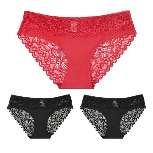 3pcs Lace Underwear Panties For Women's Panties Set Sexy Intimate