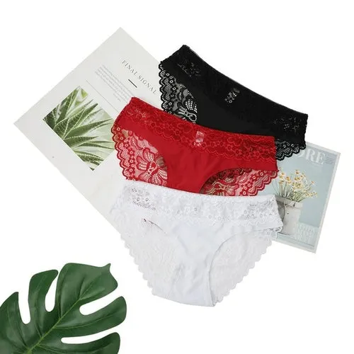 3pcs Lace Underwear Panties For Women's Panties Set Sexy Intimate
