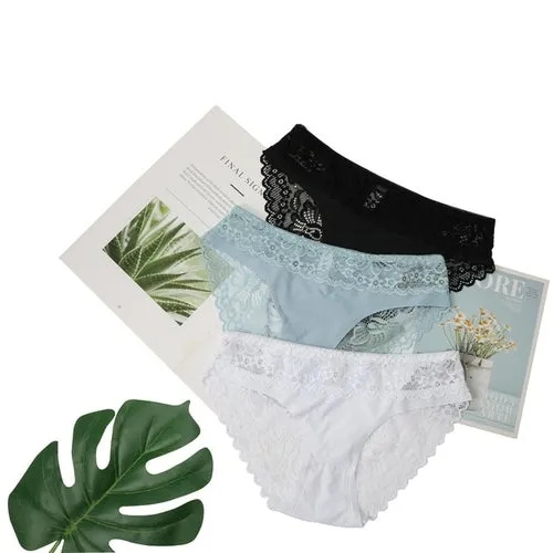3pcs Lace Underwear Panties For Women's Panties Set Sexy Intimate