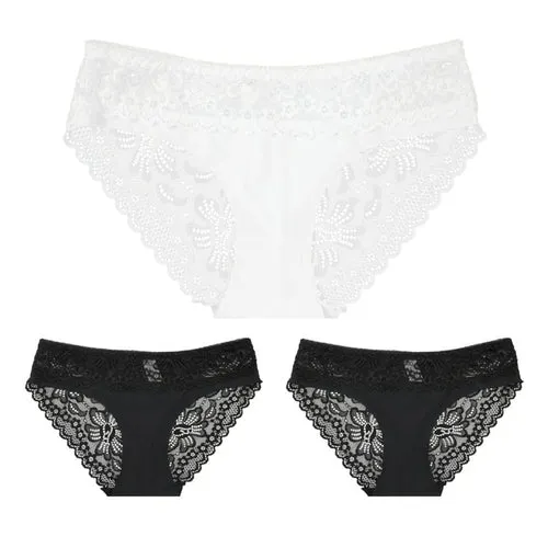 3pcs Lace Underwear Panties For Women's Panties Set Sexy Intimate