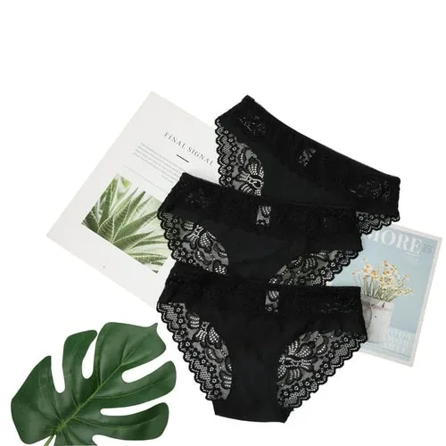 3pcs Lace Underwear Panties For Women's Panties Set Sexy Intimate