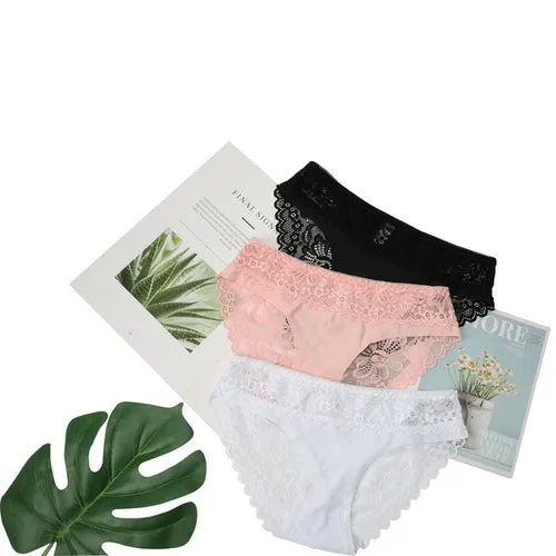 3pcs Lace Underwear Panties For Women's Panties Set Sexy Intimate