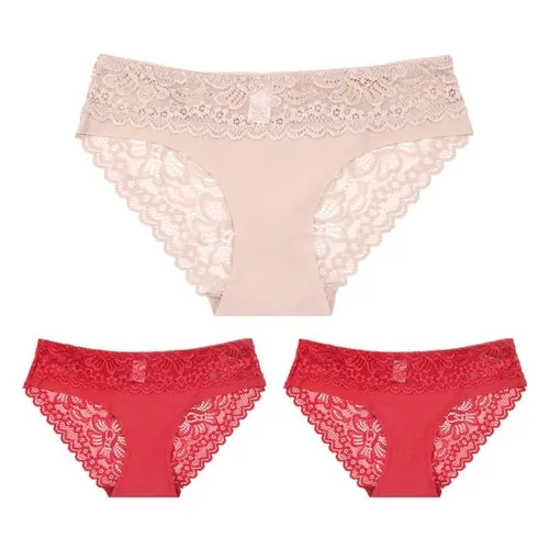 3pcs Lace Underwear Panties For Women's Panties Set Sexy Intimate