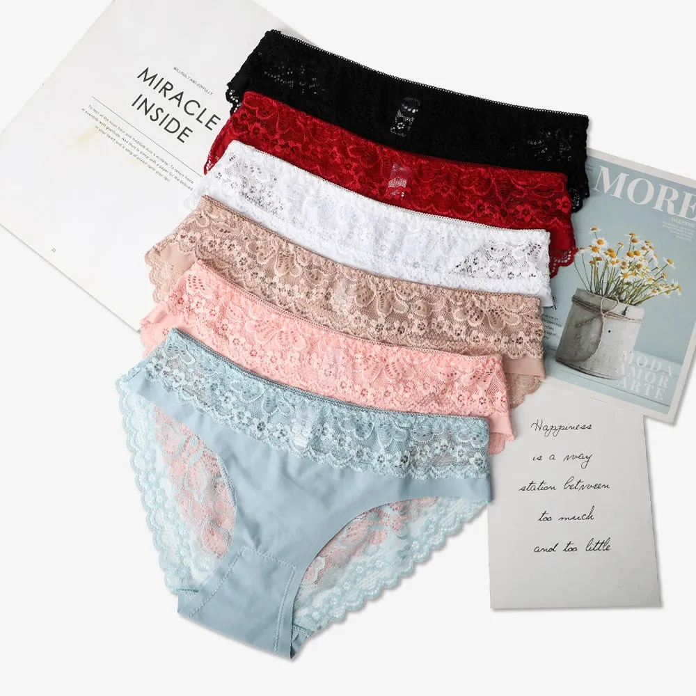 3pcs Lace Underwear Panties For Women's Panties Set Sexy Intimate