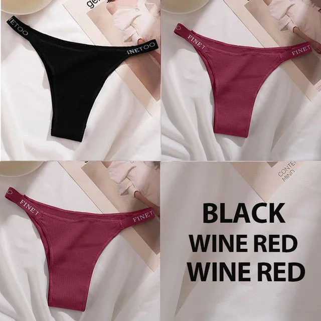 3PCS/Set Cotton Panties Briefs Women Underpants Female Sexy Panties Thong Women's Pantys Underwear Solid Color Intimate Lingerie
