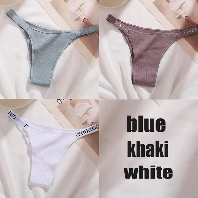 3PCS/Set Cotton Panties Briefs Women Underpants Female Sexy Panties Thong Women's Pantys Underwear Solid Color Intimate Lingerie