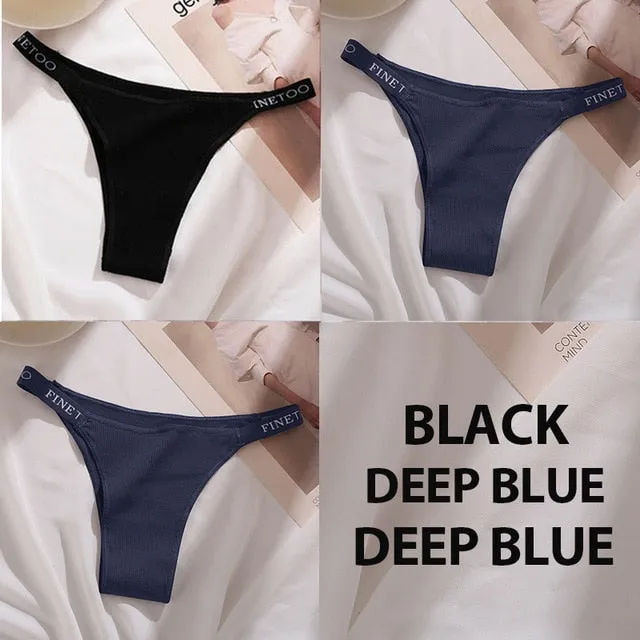 3PCS/Set Cotton Panties Briefs Women Underpants Female Sexy Panties Thong Women's Pantys Underwear Solid Color Intimate Lingerie