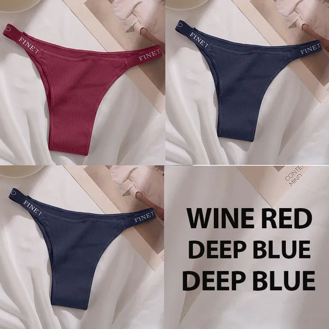 3PCS/Set Cotton Panties Briefs Women Underpants Female Sexy Panties Thong Women's Pantys Underwear Solid Color Intimate Lingerie