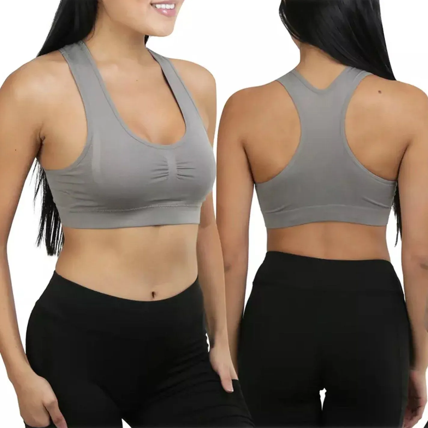 6-Pack: Women's Supportive Padded Racerback Sports Bras