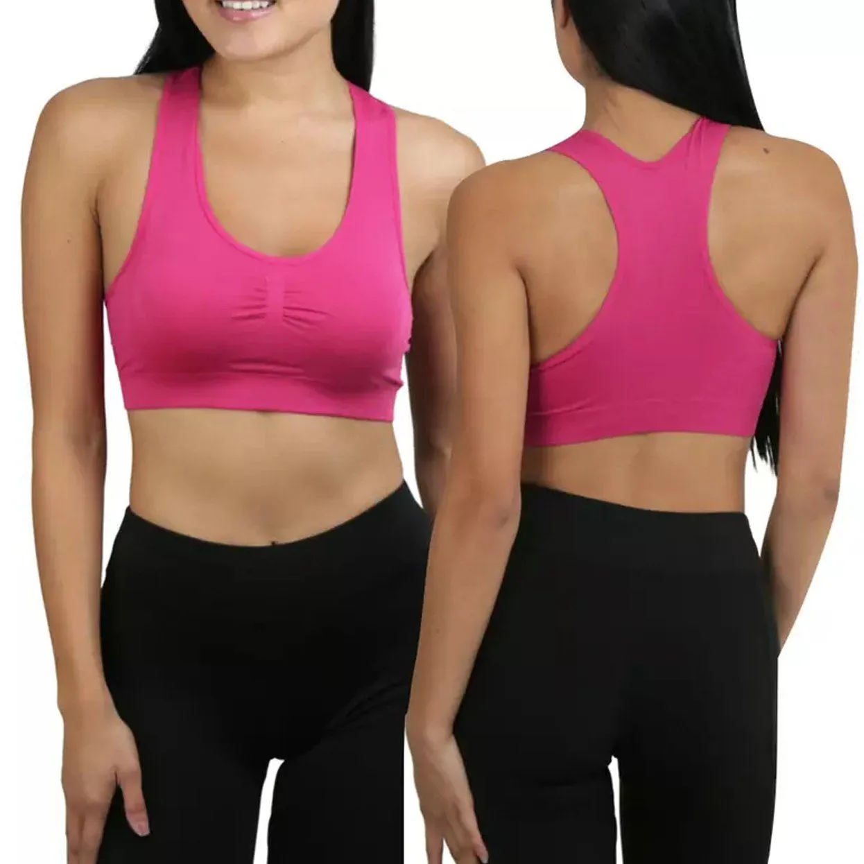 6-Pack: Women's Supportive Padded Racerback Sports Bras