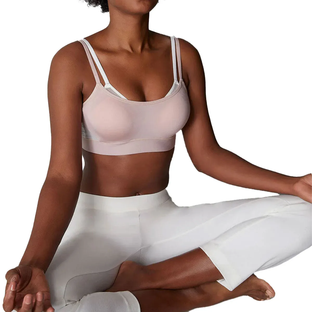 752201 Gravity Sports Bra | Rose Beige/White