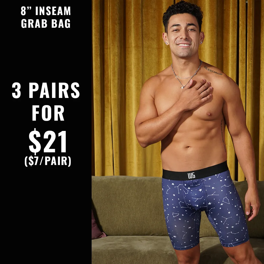 8" Inseam W/Chafe Safe Pouch Grab Bag - 3 FOR $21