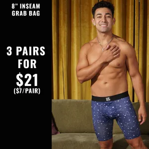 8" Inseam W/Chafe Safe Pouch Grab Bag - 3 FOR $21