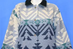 90s Woolrich Blue Gray Aztec Blanket Coat Women's Medium