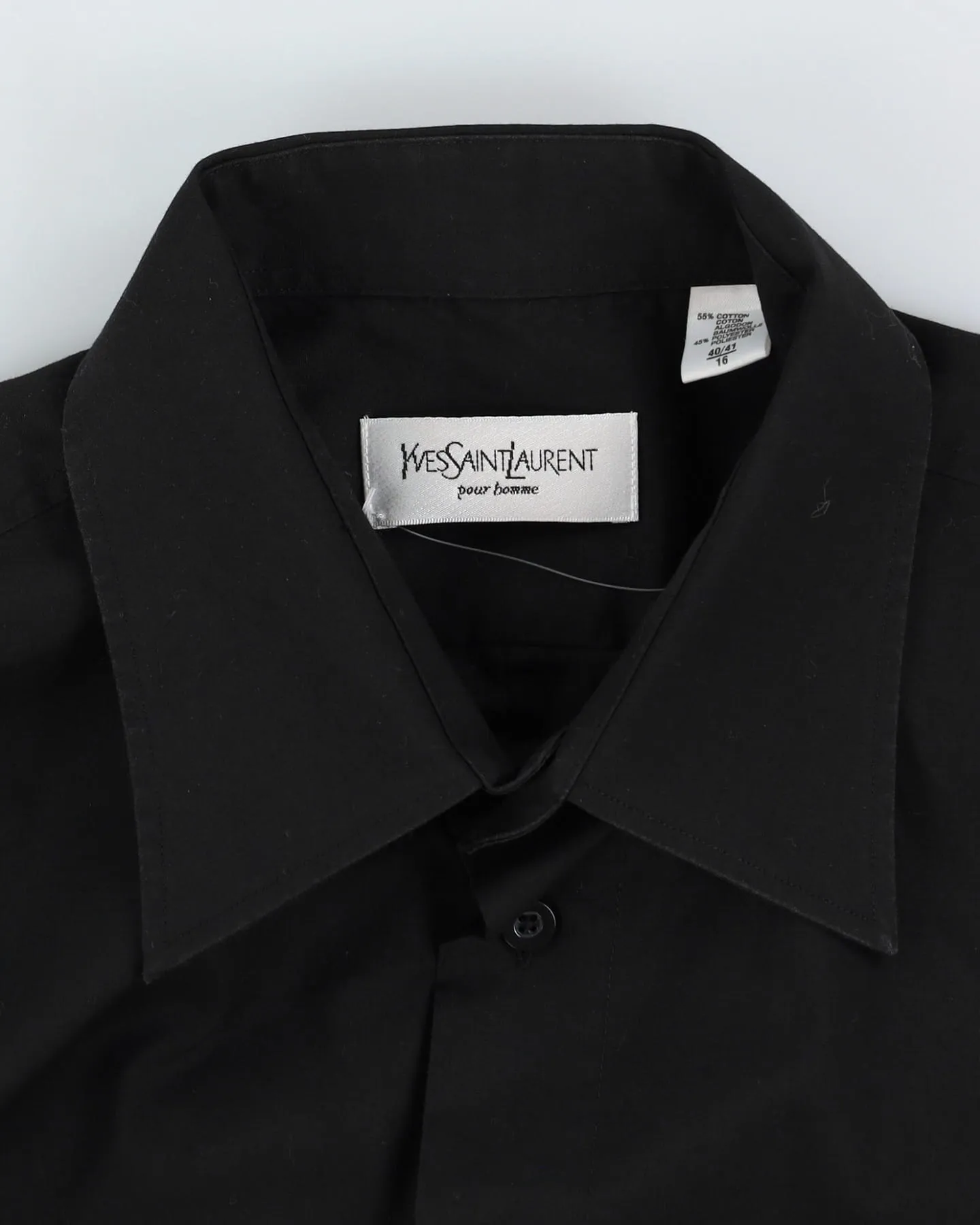 90s YSL Yves Saint Laurent Black Long-Sleeve Button Up Shirt - L / XL